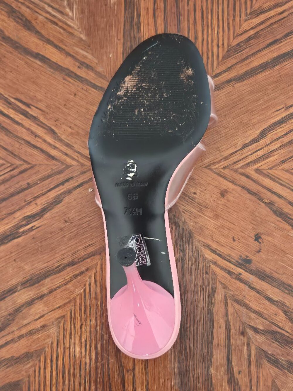 Via Spiga Pink Clear Strap Y2K Stiletto Mule Sandals 7.5M Italy - Picture 6 of 6